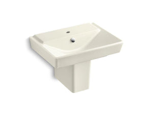 KOHLER 5150-1-0 Rêve 23" Semi-Pedestal Bathroom Sink With Single Faucet Hole And Shroud in White