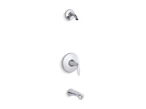 KOHLER TLS5318-4-BN Refinia Rite-Temp Bath And Shower Valve Trim With Lever Handle And Spout, Less Showerhead in Vibrant Brushed Nickel