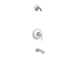 KOHLER TLS5318-4-CP Refinia Rite-Temp Bath And Shower Valve Trim With Lever Handle And Spout, Less Showerhead in Polished Chrome