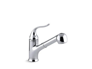 KOHLER 15160-BN Coralais Single-Hole Or Three-Hole Kitchen Sink Faucet With Pull-Out Matching Color Sprayhead, 9" Spout Reach And Lever Handle in Vibrant Brushed Nickel