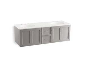 KOHLER K-99524-SD-1WA Damask 60" wall-hung bathroom vanity cabinet with 2 doors and 2 drawers, split top drawer