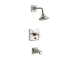 KOHLER K-T13133-3A Pinstripe Pure Rite-Temp pressure-balancing bath and shower faucet trim with cross handle, valve not included