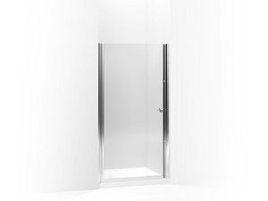 KOHLER 702416-L-SH Fluence Pivot Shower Door, 65-1/2" H X 27-1/4 - 28-3/4" W, With 1/4" Thick Crystal Clear Glass in Bright Silver