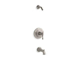 KOHLER TLS13492-4-BN Kelston Rite-Temp(R) Bath And Shower Valve Trim With Lever Handle And Spout, Less Showerhead in Vibrant Brushed Nickel
