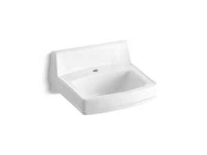 KOHLER K-12643 Greenwich 20-3/4" x 18-1/4" wall-mount/concealed arm carrier bathroom sink with single faucet hole, drilled for fixture-supported knee-action valve