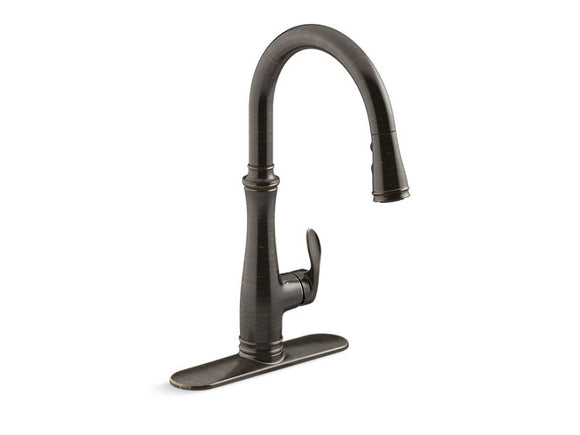 KOHLER K-29108 Bellera Touchless pull-down kitchen sink faucet with three-function sprayhead