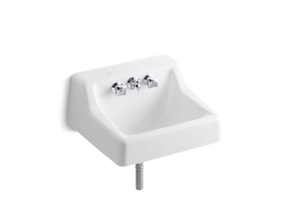 KOHLER K-2703-0 Hampton Wall-mounted commercial bathroom sink with factory-installed faucet, 22
