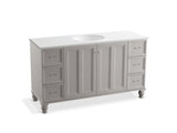 KOHLER K-99523-LG-1WT Damask 60" bathroom vanity cabinet with furniture legs, 2 doors and 6 drawers