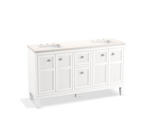 KOHLER K-33539-ASB Hearthaven 60" bathroom vanity cabinet with sinks and quartz top
