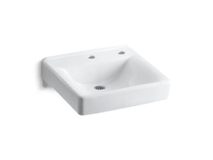 KOHLER K-2084-NR Soho 20" x 18" wall-mount/concealed arm carrier bathroom sink with single faucet hole and right-hand soap dispenser hole