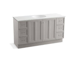 KOHLER K-99523-TKSD-1WT Damask 60" bathroom vanity cabinet with toe kick, 2 doors and 6 drawers, split top drawers