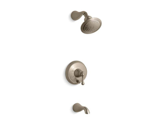 KOHLER T16115-4A-BV Revival Rite-Temp Pressure-Balancing Bath And Shower Faucet Trim With Push-Button Diverter And Traditional Lever Handle, Valve Not Included in Vibrant Brushed Bronze
