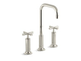 KOHLER K-14408-3 Purist Widespread bathroom sink faucet with high cross handles and high gooseneck spout