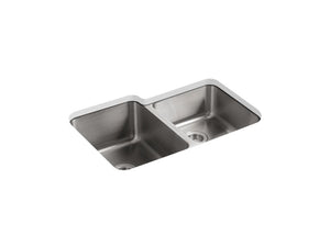 KOHLER 3177-NA Undertone 31-1/2" X 20-7/8" X 9-1/2" Undermount Large/Medium Double-Bowl Kitchen Sink