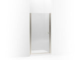 KOHLER 702406-G54-MX Fluence Pivot Shower Door, 65-1/2" H X 32-1/2 - 34" W, With 1/4" Thick Falling Lines Glass in Matte Nickel