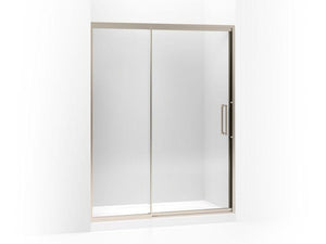 KOHLER 705824-L-SH Lattis Pivot Shower Door, 76" H X 57 - 60" W, With 3/8" Thick Crystal Clear Glass in Bright Silver