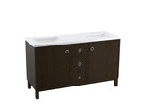 KOHLER K-CM99511-BD1 Jacquard 60" bathroom vanity cabinet with sinks and quartz top
