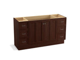 KOHLER K-99523-TKSD-1WG Damask 60" bathroom vanity cabinet with toe kick, 2 doors and 6 drawers, split top drawers