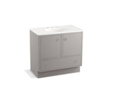 KOHLER K-99506-TK-1WT Jacquard 36" bathroom vanity cabinet with toe kick, 2 doors and 1 drawer