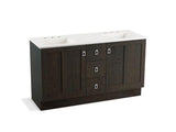 KOHLER K-99537-TKSD-1WC Poplin 60" bathroom vanity cabinet with toe kick, 2 doors and 3 drawers, split top drawer