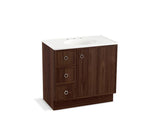 KOHLER K-99507-TKL-1WE Jacquard 36" bathroom vanity cabinet with toe kick, 1 door and 3 drawers on left