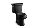 KOHLER 3997-T-7 Wellworth Two-Piece Round-Front 1.28 Gpf Toilet With Tank Cover Locks in Black