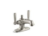 KOHLER K-10579-4 Bancroft Monoblock single-hole bathroom sink faucet with escutcheon and metal lever handles