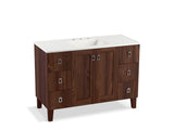 KOHLER K-99535-LGSD-1WE Poplin 48" bathroom vanity cabinet with legs, 2 doors and 6 drawers, split top drawers