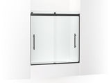 KOHLER K-702425-L Levity Plus Frameless sliding bath door, 61-9/16" H x 56-5/8 - 59-5/8" W, with 3/8"-thick Crystal Clear glass