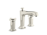 KOHLER T16237-3-SN Margaux Deck-Mount Bath Faucet Trim For High-Flow Valve With Non-Diverter Spout And Cross Handles, Valve Not Included in Vibrant Polished Nickel