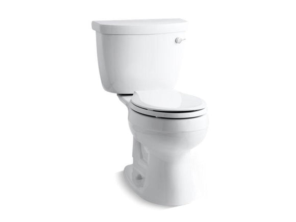 KOHLER 3888-RA-0 Cimarron Comfort Height Two-Piece Round-Front 1.6 Gpf Chair Height Toilet With Right-Hand Trip Lever in White