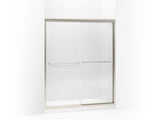 KOHLER 702206-G54-MX Fluence Sliding Shower Door, 70-5/16" H X 56-5/8 - 59-5/8" W, With 1/4" Thick Falling Lines Glass in Matte Nickel