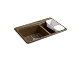 KOHLER K-8669-4A2-KA Riverby 33" x 22" x 9-5/8" top-mount large/medium double-bowl kitchen sink with accessories and 4 faucet holes