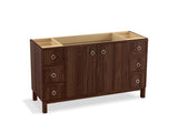 KOHLER K-99510-LGSD-1WE Jacquard 60" bathroom vanity cabinet with furniture legs, 2 doors and 6 drawers, split top drawers