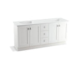 KOHLER K-99538-TKSD-1WA Poplin 72" bathroom vanity cabinet with toe kick, 4 doors and 3 drawers, split top drawer