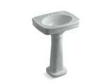 KOHLER 2338-4-95 Bancroft 24" Pedestal Bathroom Sink With 4" Centerset Faucet Holes in Ice Grey