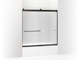 KOHLER K-706166-L Levity Sliding bath door, 62" H x 56-5/8 - 59-5/8" W, with 5/16" thick Crystal Clear glass