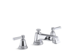 KOHLER T13140-4B-BN Pinstripe Deck-Mount Bath Faucet Trim For High-Flow Valve With Lever Handles, Valve Not Included in Vibrant Brushed Nickel