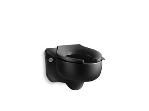KOHLER K-4450-C Stratton Water-Guard Wall-mount 3.5 gpf flushometer valve elongated blow-out toilet bowl with top inlet, requires seat