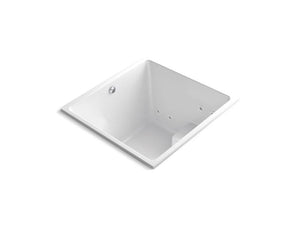 KOHLER 1969-XHGH-0 Underscore Cube 48" X 48" Heated Bubblemassage Air Bath With Whirlpool, Center Drain in White