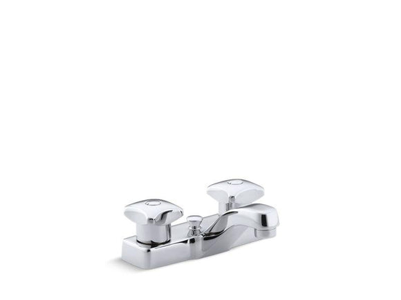 KOHLER 7401-2N-CP Triton 0.5 Gpm Centerset Commercial Bathroom Sink Faucet With Pop-Up Drain And Standard Handles in Polished Chrome