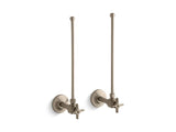 KOHLER K-7605-P Pair 3/8" NPT angle supplies with stop, cross handle and annealed vertical tube