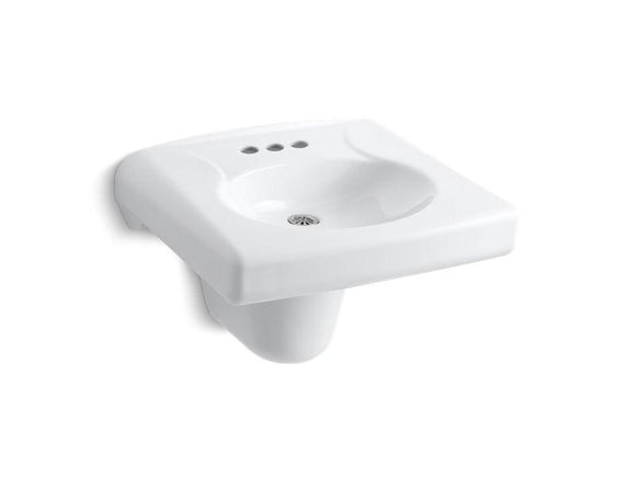 KOHLER 1999-4N-0 Brenham Wall-Mounted Or Concealed Carrier Arm Mounted Commercial Bathroom Sink With 4