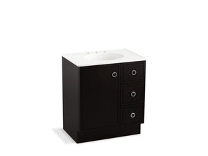 KOHLER K-99504-TKR-1WA Jacquard 30" bathroom vanity cabinet with toe kick, 1 door and 3 drawers on right