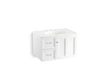 KOHLER K-99517-L-1WA Damask 30" wall-hung bathroom vanity cabinet with 1 door and 2 drawers on left
