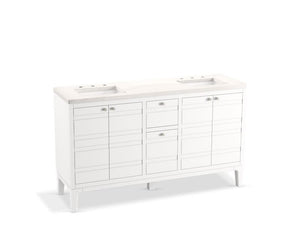 KOHLER K-33527-ASB Helst 60" bathroom vanity cabinet with sinks and quartz top