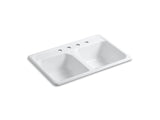 KOHLER K-5817-4 Delafield 33" x 22" x 8-1/2" top-mount double-equal kitchen sink with 4 faucet holes