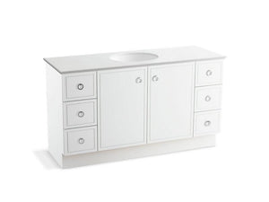 KOHLER K-99510-TKSD-1WA Jacquard 60" bathroom vanity cabinet with toe kick, 2 doors and 6 drawers, split top drawers