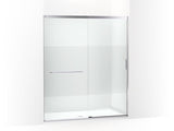 KOHLER K-707616-8G81 Elate Tall Sliding shower door, 75-1/2" H x 62-1/4 - 65-5/8" W with heavy 5/16" thick Crystal Clear glass with privacy band