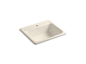 KOHLER K-5964-1-47 Mayfield 25" x 22" x 8-3/4" top-mount single-bowl kitchen sink with single faucet hole